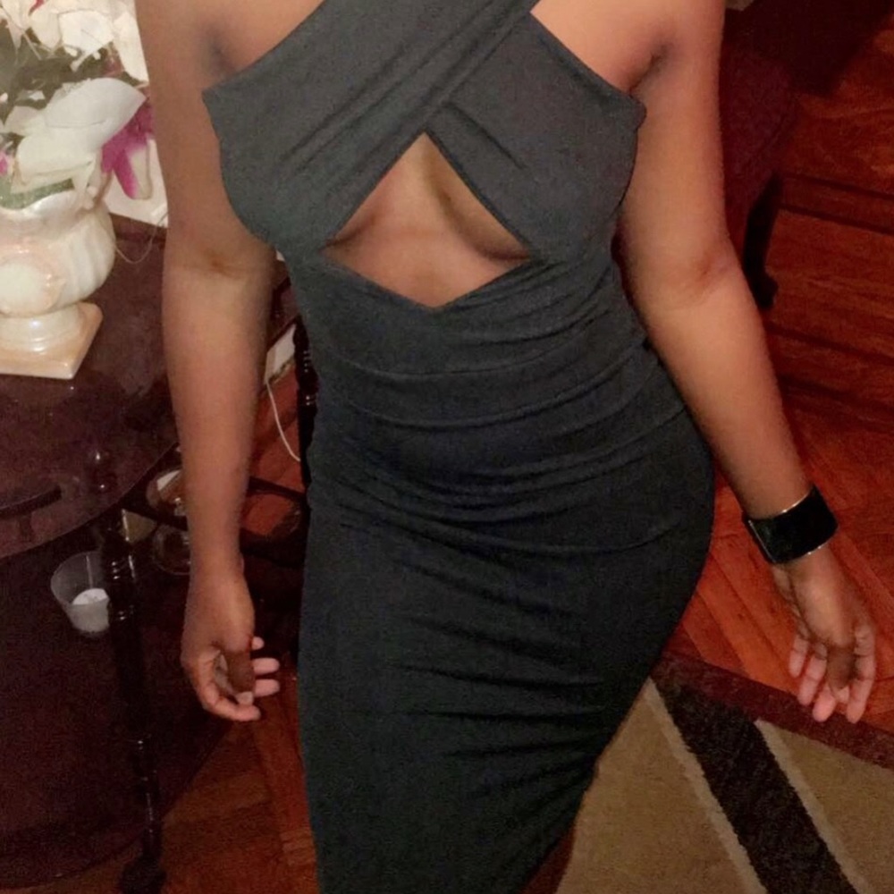 Sexy key hole, criss cross neck dress